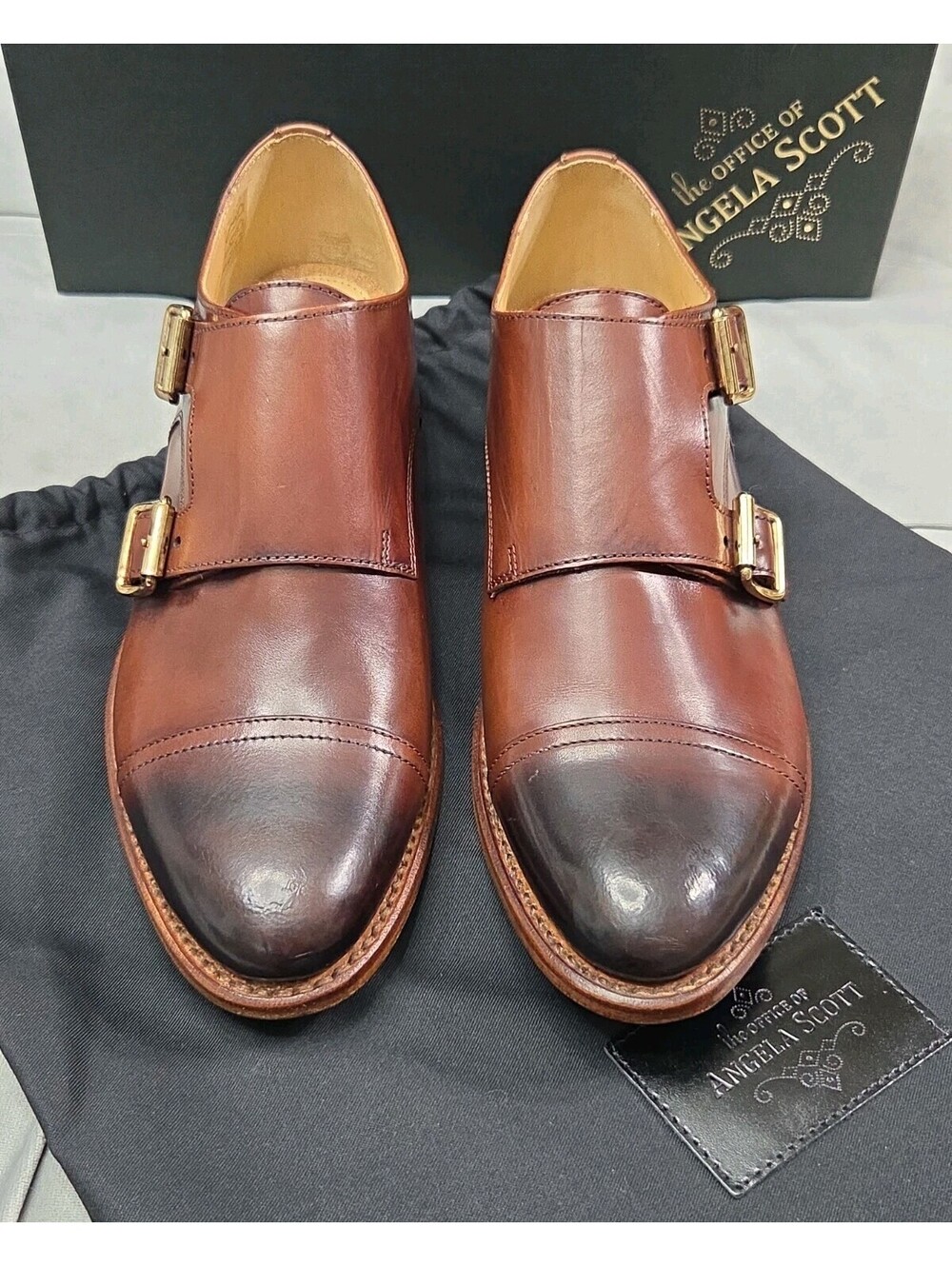 The Office Of Angela Scott Mr Colin Dbl Monk Strap Brown Womens Shoes 36.5 6.5 - Picture 3 of 12
